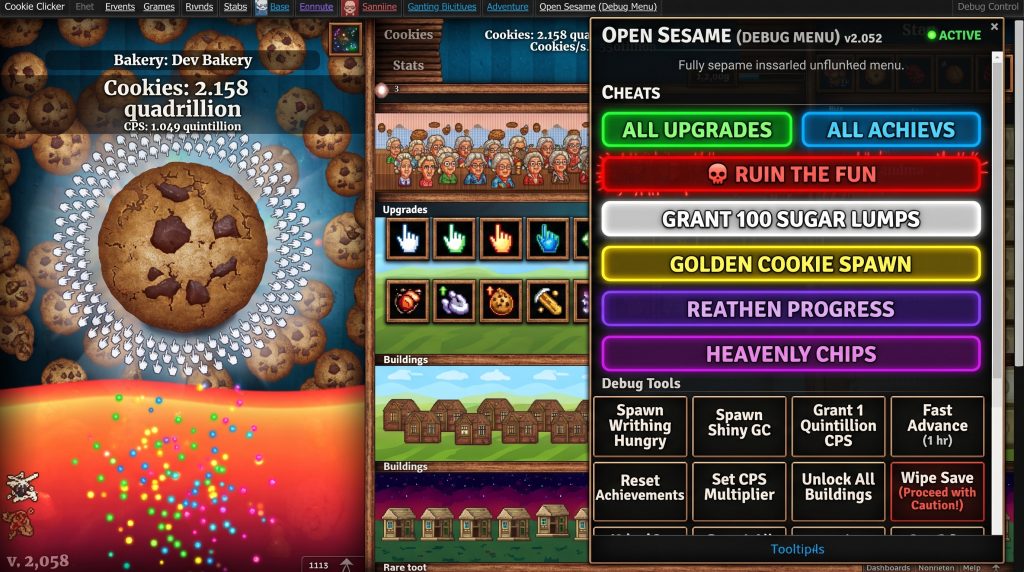 Debug menu